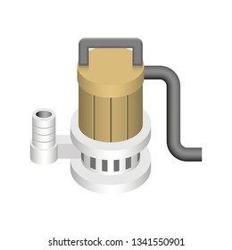 Submersible sewage pump vector icon. Also called electric submersible pump (ESP), slurry and dewatering pump. For Waste water drainage in factory and industry, sewage plant and construction area. 