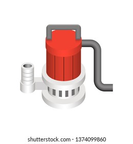 Submersible sewage pump vector icon. Also called electric submersible pump (ESP), slurry and dewatering pump. For Waste water drainage in factory and industry, sewage plant and construction area. 