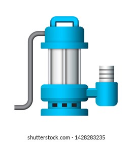 Submersible sewage pump vector icon. Also called electric submersible pump (ESP), slurry and dewatering pump. For Waste water drainage in factory and industry, sewage plant and construction area. 