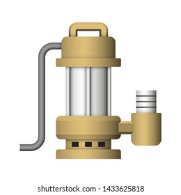 Submersible sewage pump vector icon. Also called electric submersible pump (ESP), slurry and dewatering pump. For Waste water drainage in factory and industry, sewage plant and construction area. 