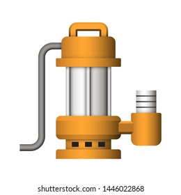 Submersible sewage pump vector icon. Also called electric submersible pump (ESP), slurry and dewatering pump. For Waste water drainage in factory and industry, sewage plant and construction area. 