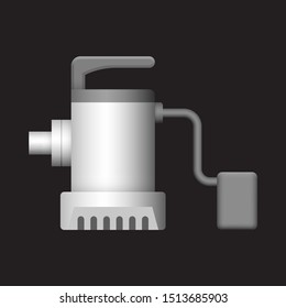 Submersible sewage pump vector icon. Also called electric submersible pump (ESP), slurry and dewatering pump. For Waste water drainage in factory and industry, sewage plant and construction area. 