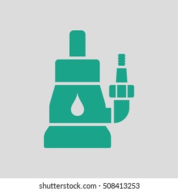 Submersible water pump icon. Gray background with green. Vector illustration.