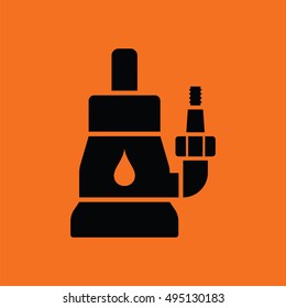 Submersible water pump icon. Orange background with black. Vector illustration.