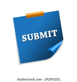 Submit Blue Sticky Notes Vector Icon Design