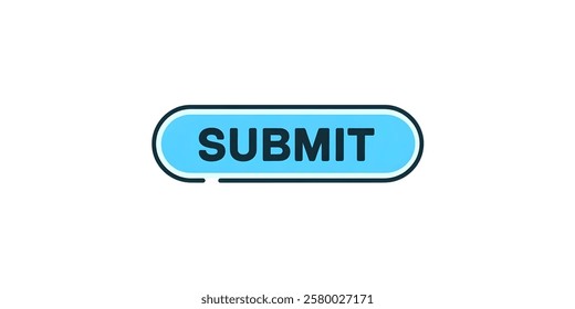 SUBMIT button creative banner,minimalistic flat vector illustration,plain white background
