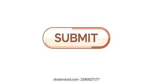 SUBMIT button creative banner,minimalistic flat vector illustration,plain white background