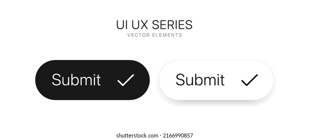 Submit button for UI UX, mobile application, presentation. Hand click approve sign. True symbol. Simple flat design black white color. Isolate on white background.