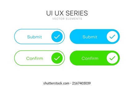 Submit button for UI UX, mobile application, presentation. Hand click approve sign. True symbol. Confirm buton. Simple flat design pastel color. Isolate on white background. Submit and confirm icons.