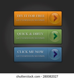 Submit buttons with variant colors, high quality vector EPS10