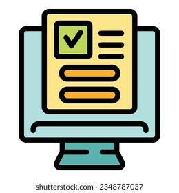 Submit login icon outline vector. Web page. Online form color flat