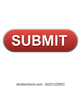 Submit red button symbol icon isolated on a white background. Click and action button for web template, applications, development. Vector illustration EPS 10.