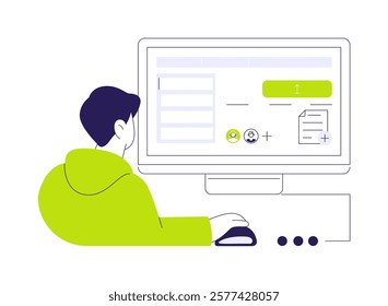 Submit work abstract concept vector illustration. Assignment submitting interface on the screen, virtual classrooms, smart classes, data visualizations, online training abstract metaphor.