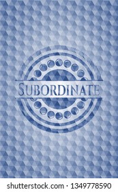 Subordinate blue emblem with geometric background.