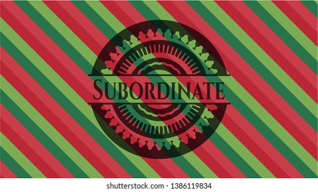 Subordinate christmas badge. Vector Illustration. Detailed.