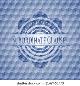 Subordinate Clauses blue polygonal emblem.