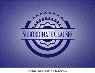 Subordinate Clauses emblem with denim texture