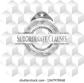 Subordinate Clauses grey emblem with cube white background