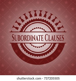 Subordinate Clauses red emblem. Vintage.