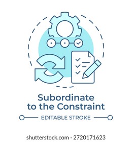 Subordinado al icono de concepto de restricción de color azul suave. Gestión de procesos, tareas de flujo de trabajo. Hitos del proyecto. Ilustración de línea de forma redonda. Abstractas idea. Diseño gráfico. Fácil de usar en el artículo