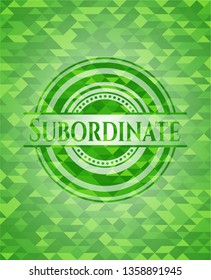 Subordinate green emblem with mosaic background