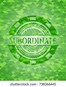 Subordinate green emblem with mosaic background