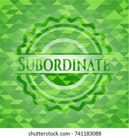 Subordinate green emblem with mosaic background