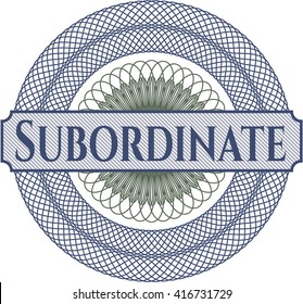 Subordinate rosette or money style emblem