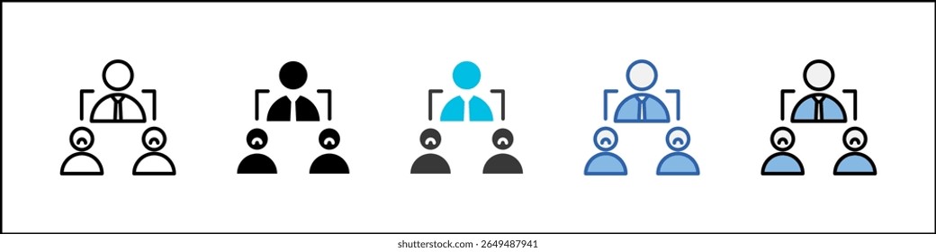 Ilustração de multiestilo do pacote de ícones de subordinação
