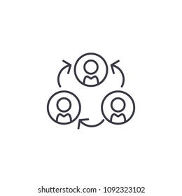 Subordination linear icon concept. Subordination line vector sign, symbol, illustration.