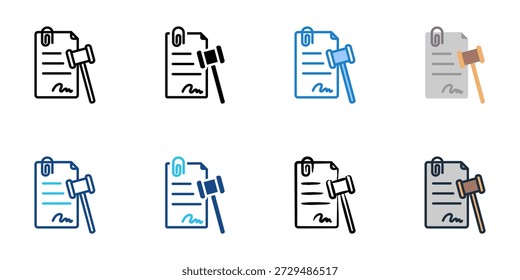 Subpoena icons set multiple style collection. Editable stroke 
