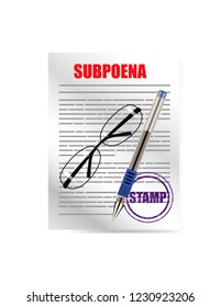 Subpoena on white background