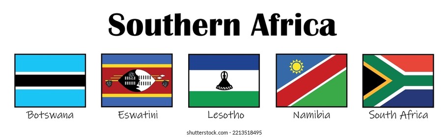 Subregion Of Africa, State Of Southern Africa , Vector Flags