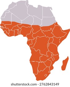 Sub-Saharan Africa Countries Highlighted on Map of Africa