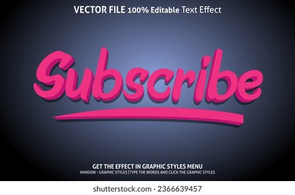 Subscribe 3d text effect and editable text effect
