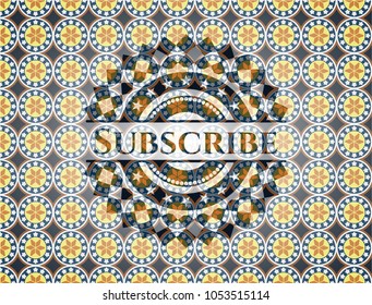 Subscribe arabesque emblem. arabic decoration.
