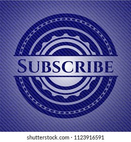 Subscribe badge with denim background