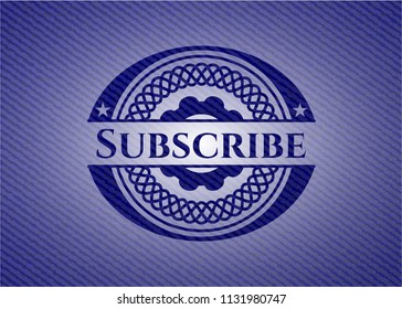 Subscribe badge with denim background