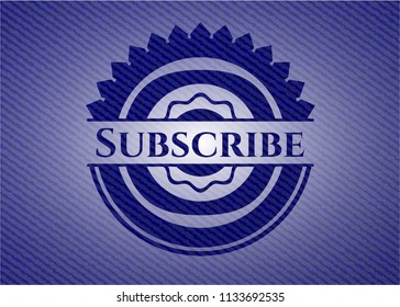 Subscribe badge with denim background