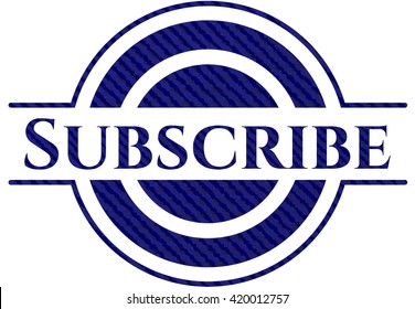 Subscripción de la insignia con textura de denim
