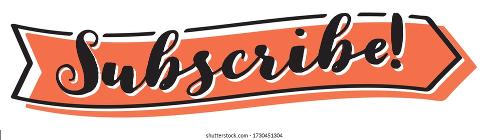 Subscribe Banner Arrow, Vector Image, Red, Vintage Style