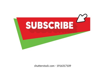 Subscribe banner. Red and green Vector Button design on white background. Social media template, Icon and button design. Label, sign and symbol design. Vector illustration