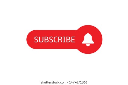Subscribe banner template. Red Subscribe button with white bell icon