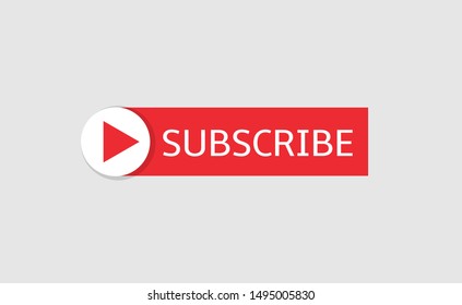 Subscribe banner template. Red Subscribe button with white arrow