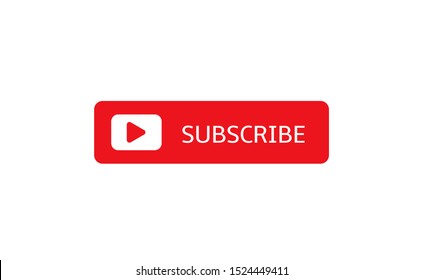 Subscribe banner template. Red Subscribe button with white play arrow sign