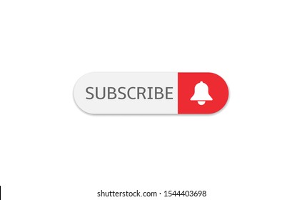 Subscribe banner template. Red Subscribe button with white bell arrow sign