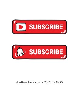 subscribe bell button in cartoon style