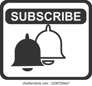 Subscribe, bell button and hand cursor.Subscribe button icon