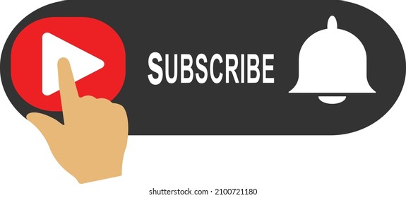 Subscribe, bell button and hand cursor.Subscribe button icon