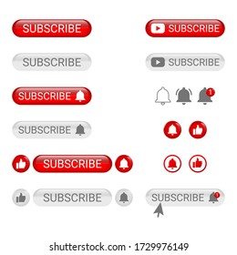 Subscribe bell button red button subscribe to channel blog social media background marketing vector illustration eps 10